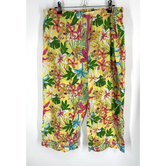 All For Color Robe And Capri Pants Set Colorful Floral Cotton Casual Vacation L - Picture 5 of 9
